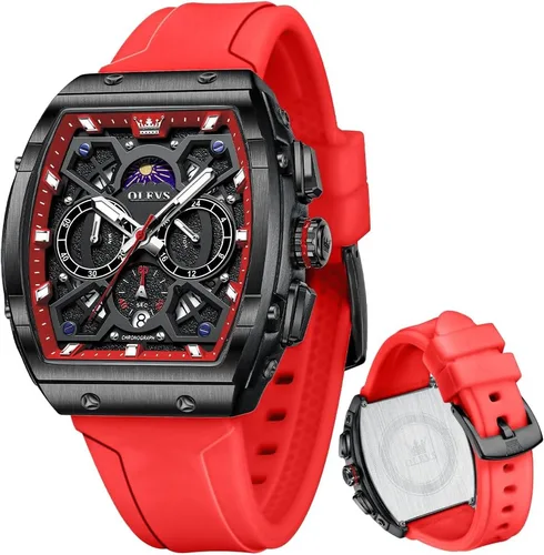 Miniatura 21 de OLEVS - Relojes para hombre, de cuero marrón, caja dorada, analógico, de cuarzo, de moda, para negocios, reloj de vestir, con fecha, luminoso