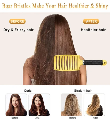 Miniatura 2 de KTKUDY Cepillo Desenredante Elimina Nudos Sin Dolor - Cepillo de Cabello con Cerdas de Jabalí Hace el Cabello Brillante y Más Saludable Cepillo