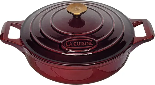 Miniatura 10 de La Cuisine - Cacerola ovalada de hierro fundido esmaltado Dutch Oven con tapa, 5 cuartos de galón, esmalte interno negro mate para hornear pan