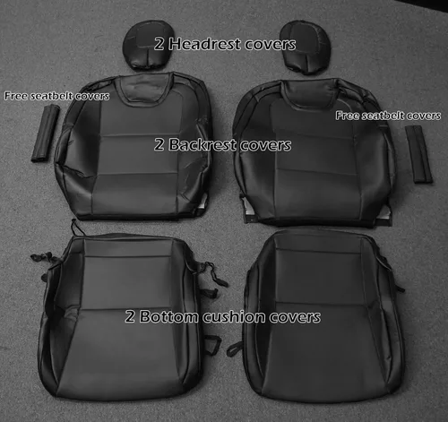 Miniatura 2 de Iggee 2010-2015 Chevy Camaro Fundas para asientos premium de cuero sintético, hechas a medida, con ajuste envolvente 3D, para 2 asientos delanteros
