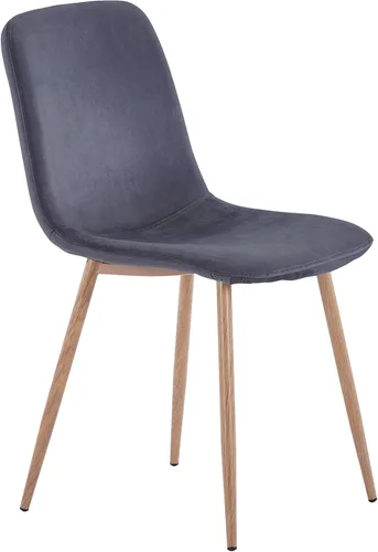 Miniatura 4 de asunflower Juego de 4 sillas de comedor de terciopelo con patas de metal, color gris, sillas de comedor modernas de mediados de siglo para reuniones