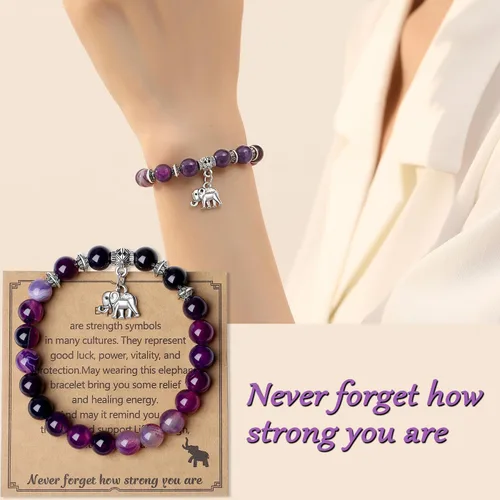 Miniatura 3 de MAIBAOTA Regalos de elefante para mujer, pulsera de elefante, regalos inspiradores, pulseras de fuerza para mujeres, pulsera de ansiedad, pulseras