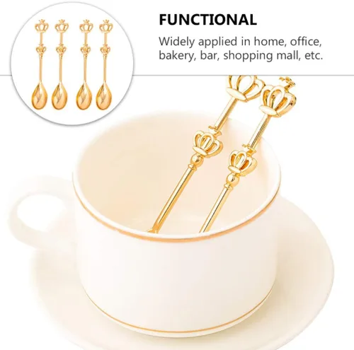 Miniatura 5 de ABOOFAN 8 cucharas de acero inoxidable de 7.87 pulgadas para baby shower, postre, café, azúcar, helado, condimento, cocina