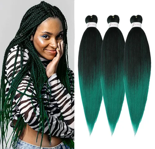 Miniatura 12 de Cabello trenzado preestirado de 24 pulgadas, 8 paquetes de extensiones de cabello sintético de fácil trenzado sintético profesional suave textura #1B