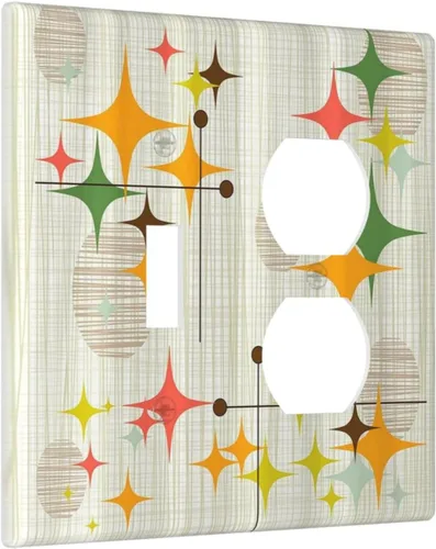 Miniatura 80 de Cubiertas Decorativas para Placas de Interruptor Abstracto Moderno de Mediados de Siglo Arco Boho Sol Dorado Hoja 1 Gang Placa de Pared Cubierta