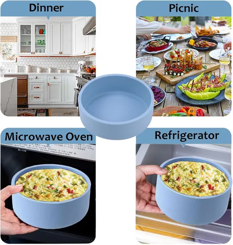 Miniatura 6 de Molde de silicona para freidora de aire, 3 piezas reutilizables para freidora de aire, sartén para huevos, molde antiadherente para huevos, molde
