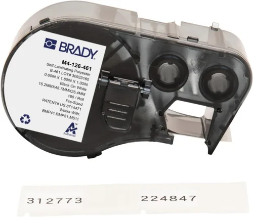 Miniatura 22 de Brady Auténticas etiquetas envolventes de vinilo autolaminables (M4-91-427) de 1.5 pulgadas de alto x 1 pulgada de ancho, negro sobre blanco