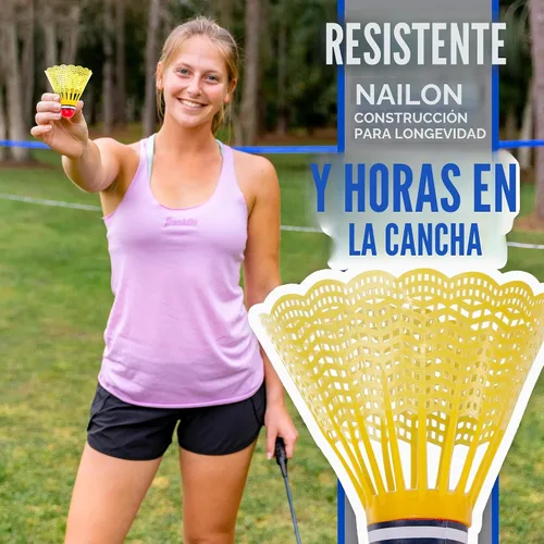 Miniatura 4 de Franklin Sports - Juegos de Voleibol + Bádminton - Juego de Playa + Patio Trasero - Voleibol, Bomba, Raquetas de Bádminton, Volantes, Red + Postes