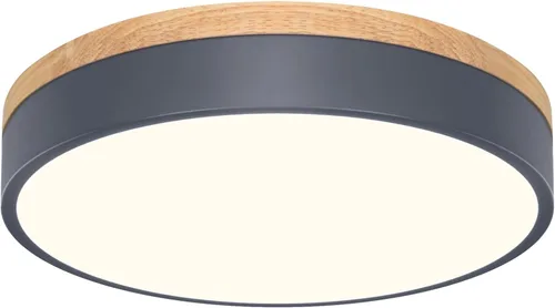 WOKNOS Lámpara de techo LED moderna regulable de montaje empotrado con diseño minimalista de madera de roble y pantalla para dormitorio, sala de Gris