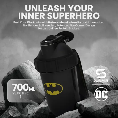 Miniatura 2 de SHAKESPHERE Vaso Tritan Shaker de 23.7 fl oz – Edición Limitada Batman Diseño de cápsula, sin BPA, tapa deslizante de acero, caja de coleccionista