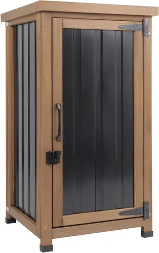 Miniatura 9 de Armario de almacenamiento esquinero para exteriores de 62 pulgadas de alto con puertas con cerradura, armario de almacenamiento pequeño