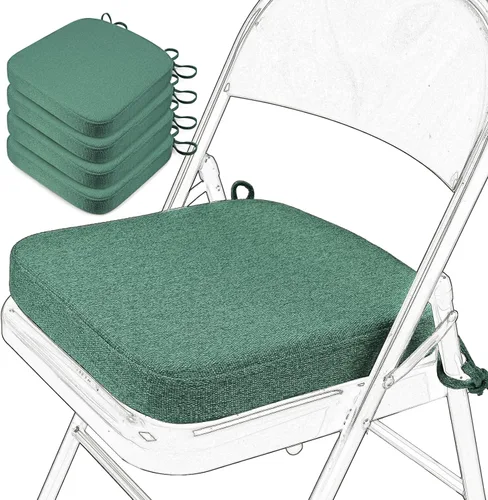 Miniatura 39 de SINOSSO Cojín de espuma viscoelástica para silla plegable, 1 unidad, almohadilla cuadrada gruesa de 2 pulgadas para silla de cocina con lazos, cojín