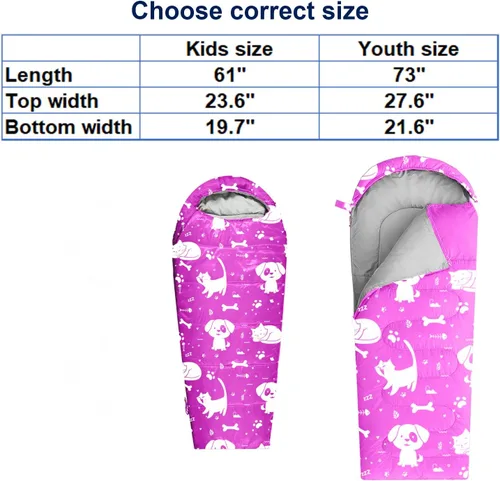 Miniatura 6 de KidzAdventure Mummy Style 32 – 59F Saco de Dormir para Niños con Funda de Almohada, 4 Estaciones, Ligero y Estilo Mochilero, Ideal para Acampar
