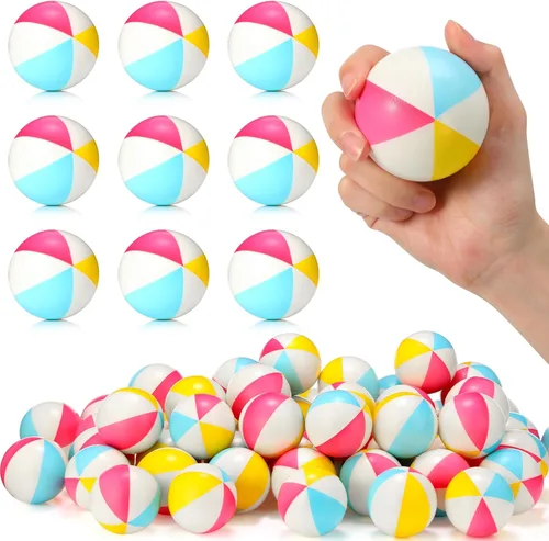 Jerify 48 mini pelotas de playa de 2.5 pulgadas, arcoíris para playa, juguetes de alivio de piscina, juguetes para verano, cumpleaños, fiestas Color