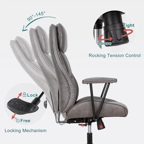 Miniatura 5 de Silla de escritorio de oficina con respaldo alto, silla de oficina ergonómica reclinable, moderna silla giratoria para computadora, sillas de sala