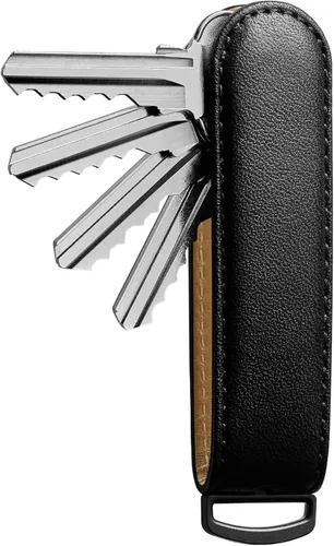 Jibbon Organizador de llaves de cuero italiano de alta calidad, elegante llavero con acero inoxidable 316 de grado marino, llavero compacto EDC