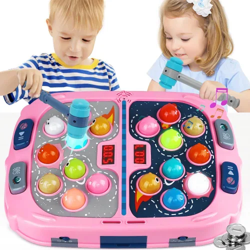 Juego de Golpear Topos para Niños, Juguetes para Niños y Niñas de 3-12 Años, Juguete de Golpear Topos para Niños Pequeños, Regalos para Niños y Rosa
