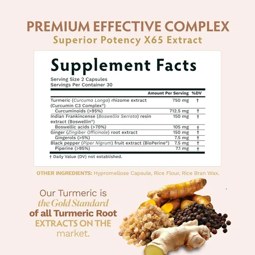 Miniatura 3 de Complejo de curcumina C3 de cúrcuma con BioPerine 1050mg – Apoyo natural para las articulaciones – 95% de curcuminoides y extracto de pimienta negra