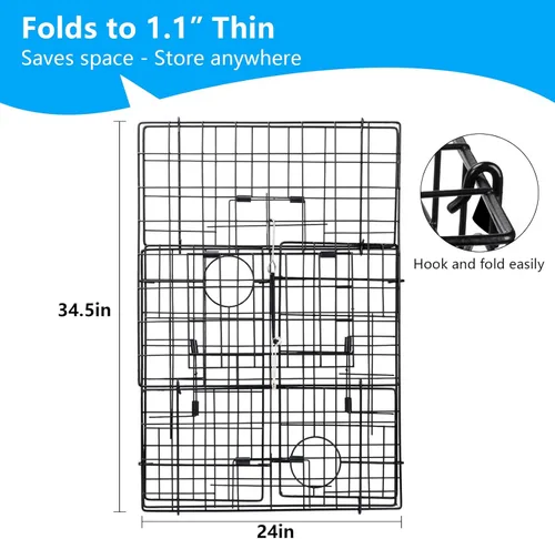 Miniatura 3 de QualyQualy 2 Packs Foldable Crab Trap 24", Crab Bait Bag，Pacific Heavy Duty Steel Crap Cage Kit with Harness, 100’ Sinking Line, Easy Store & Carry