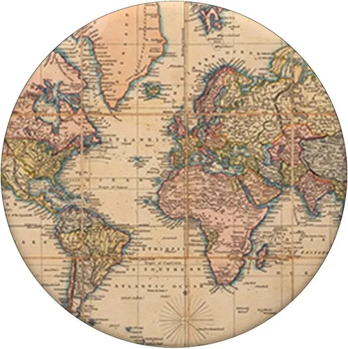 Miniatura 3 de PopSockets - Fondo de viaje para teléfono y tableta, diseño de mapa del mundo vintage, Negro