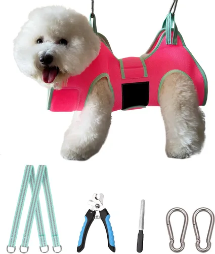 Miniatura 13 de Kkiimatt Hamaca de aseo para perros, soporte de arnés colgante para perro mediano para cortar uñas, hamaca de corte de uñas, bolsa de sujeción