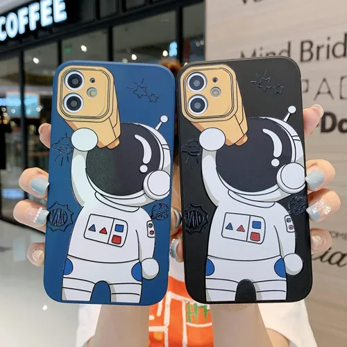 Miniatura 5 de Yonds Queen para iPhone 7 Plus / 8 Plus, linda funda con diseño de astronauta de dibujos animados, elegante parachoques de TPU suave, protectora