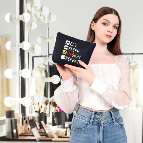 Miniatura 5 de MEIKIUP Regalo de diseñador Comer Dormir Diseño Repetir Maquillaje Bolsa Regalo para Diseñador de Interiores Diseñador Gr, Design Repeat Bag Negro