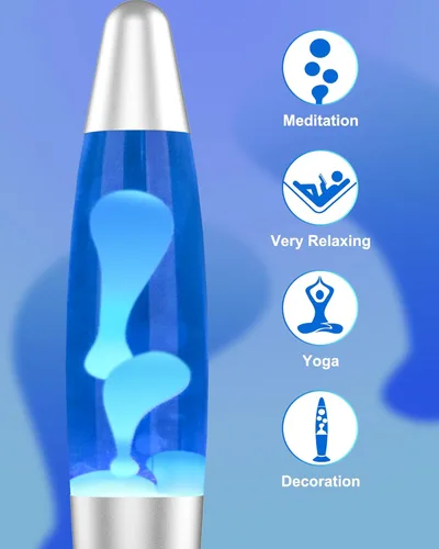 Miniatura 3 de Lámpara de movimiento LED azul para adultos y niños, lámparas de movimiento líquido con flujos de cera blanca, luz nocturna para decoración