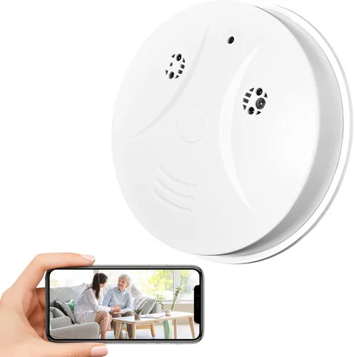Cámara WiFi para interiores con montaje en techo visible 1080P HD - para monitoreo de mascotas y ancianos, diseño redondo, sin detección de humo