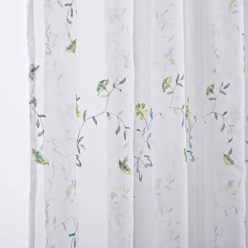 Miniatura 11 de Taisier Home Cortinas Traslúcidas Blancas Florales con Estampado de Flores y Bordado de Enredaderas para Dormitorio, Cortina con Bolsillo