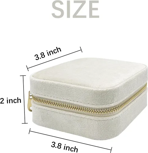 Miniatura 2 de Soddeph Joyero de terciopelo con espejo, mini estuche de joyería de viaje, estuche de viaje de joyería de felpa, pequeño organizador de joyas