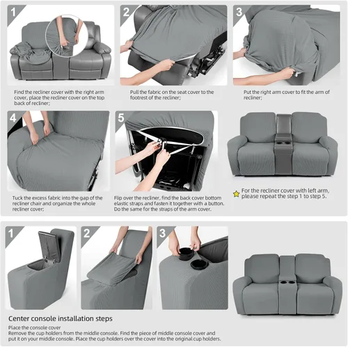 Miniatura 6 de TAOCOCO Funda para Sillón de Dos Plazas Reclinable con Consola Central, Funda Elástica para Sillón de Dos Plazas para Sofá Reclinable de 2 Asientos