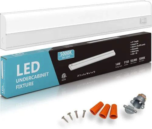 Miniatura 18 de Barra de luz LED para tareas bajo alacena, de 16 W y 24 pulgadas, regulable, CRI>90, 5000 K (luz de día), cuerpo ancho, base de metal de larga 5000K
