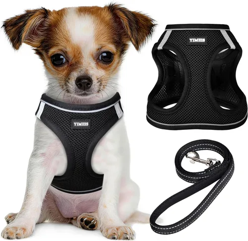 Miniatura 25 de YIMEIS Juego de arnés y correa para perro, arnés de malla suave sin tirones, chaleco reflectante ajustable para cachorros para perros pequeños