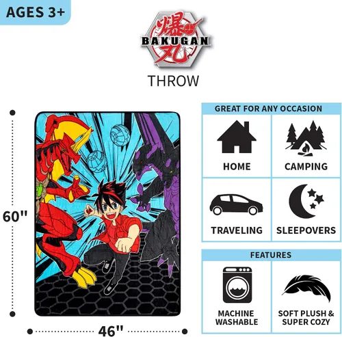Miniatura 4 de Bakugan - Ropa de cama de anime para niños, manta de felpa súper suave, 46 x 60 pulgadas, por Franco