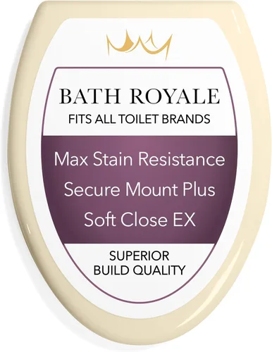 Miniatura 11 de Bath Royale Asiento de inodoro redondo de cierre suave con tapa BR500-00 blanco, cómodo, duradero, resistente, resistente a las manchas y fácil