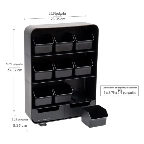 Miniatura 3 de Mind Reader, organizador para condimentos y soporte para saquitos de té "Baggy", color negro, ninguno , Negro