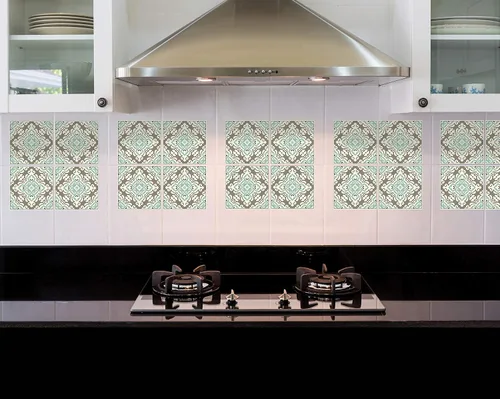 Miniatura 21 de IRI-GIRI Adhesivos para azulejos de loseta en muro Calcomanías de pared de vinilo impermeables de 4 x 4 pulgadas para cocina y baño Azulejos