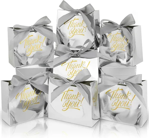 Miniatura 13 de Paquete de 60 pequeñas bolsas de regalo de agradecimiento, 4.5 x 1.8 x 3.9 pulgadas, cajas de regalo de fiesta con cinta de lazo, pequeñas bolsas