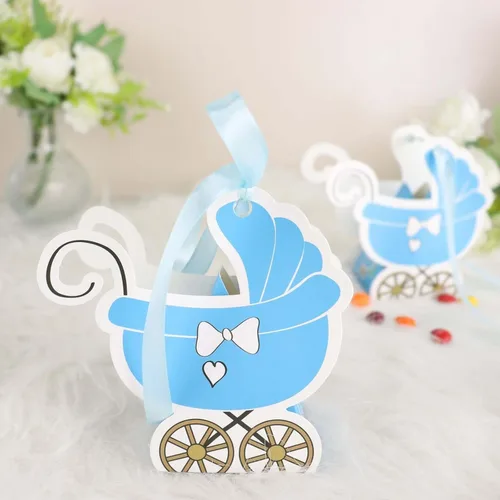 Miniatura 10 de Efavormart - Paquete de 25 cajas de regalo azules de 2 x 2 pulgadas para baby shower, con diseño recortado, cajas de regalo de cartulina prémium