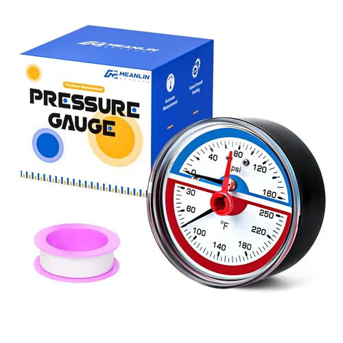 Miniatura 10 de MEANLIN MEASURE Manómetro térmico de acero inoxidable de 0-160 psi, 30-250 ℉, llenado de líquido, esfera de cara NPT de 2.5 pulgadas, con cinta