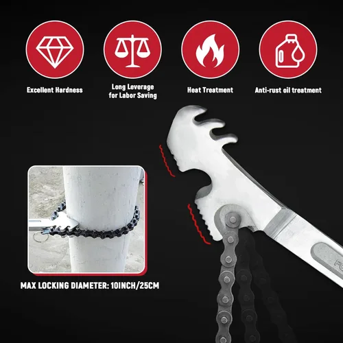 Miniatura 4 de AUPREX Llave de tubo de acero al carbono resistente de 24 pulgadas, se adapta a un diámetro máximo de 12 pulgadas, llave de filtro de aceite