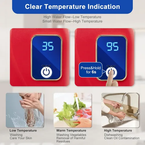 Miniatura 3 de Calentador de agua eléctrico sin tanque, 110 V, 3000 W, agua caliente instantánea debajo del fregadero de la cocina, calentador de agua caliente