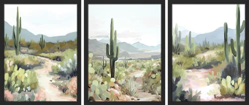 SIGNWIN Póster enmarcado Joshua Tree Desert Landscape Cactus, Naturaleza silvestre, ilustraciones modernas, arte decorativo, floral, botánico,