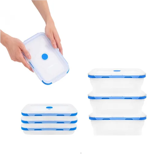 Miniatura 7 de ECOBERI Recipientes plegables para almacenamiento de alimentos, juego pequeño de silicona de 4 piezas de 12 onzas, almacenamiento de alimentos sin