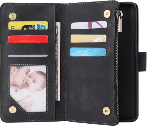Miniatura 5 de Asuwish Funda compatible con OnePlus 7T, protector de pantalla de vidrio templado y tarjetero de cuero, funda para teléfono celular para OnePlus7t