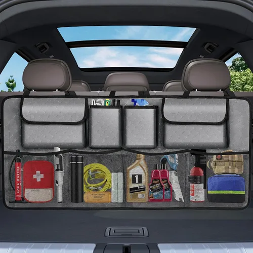 Miniatura 12 de Organizador y almacenamiento para maletero de automóvil, accesorios de almacenamiento colgantes para asiento trasero de gran capacidad, organizador