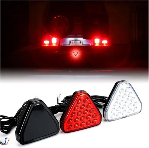 Miniatura 4 de Lámpara de señal de freno F1 Estilo Triángulo Deportivo LED Luz antiniebla Trasera Tercera lámpara de freno Luz estroboscópica de parada trasera Rojo