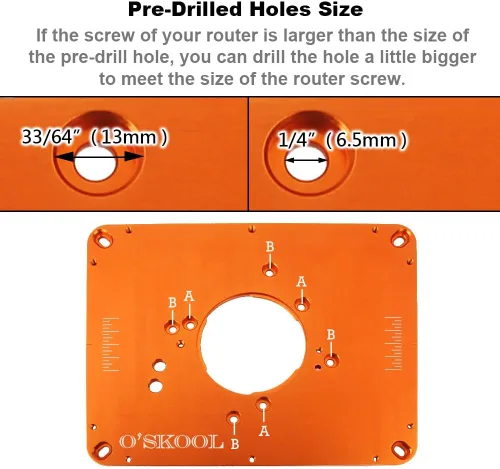 Miniatura 3 de O'SKOOL Placa de inserción de mesa de enrutador de aluminio de precisión, plantillas de enrutador con preperforadas se adaptan a enrutadores