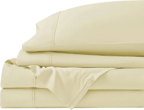 Miniatura 36 de Juego de cama de 5 piezas, 100% algodón egipcio de 600 hilos, fundas de almohada y sábana bajera con bolsillo extra profundo, ropa de cama suave